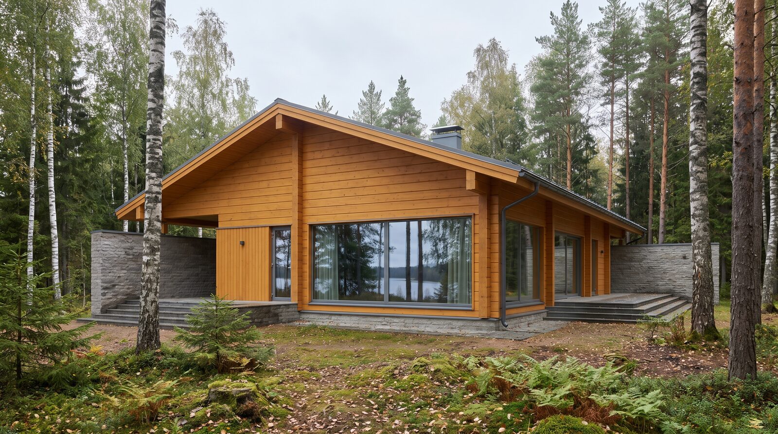 Modern glulam house in the Leningrad region